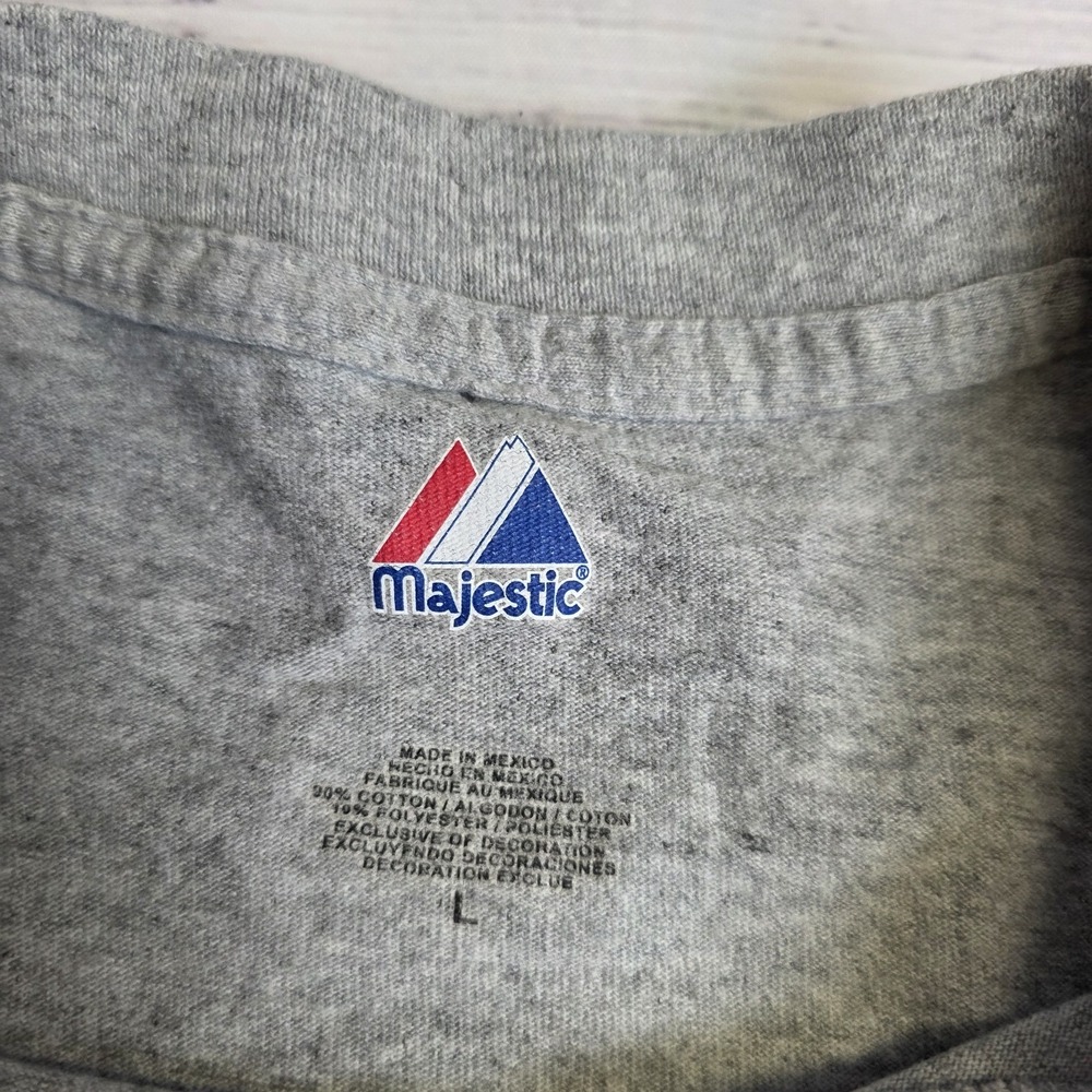 Majestic 2010 Cleveland Indians Cutoff Shirt Mens Large Gray Chief Wahoo Script - Picture 3 of 7